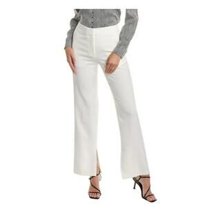 ELIE TAHARI HEM SLIT SKY WHITE HIGH RISE WIDE LEG PANTS SZ 6 MINIMALIST CAREER